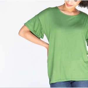 SOLD - NWT - Green - Frill Sleeve - Agnes & Dora